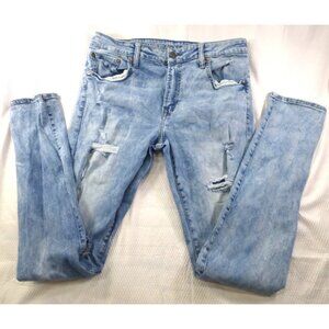American Eagle x Young Money Mens Stacked Skinny Light Wash Distressed Jeans 36x